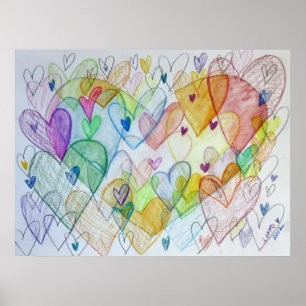 Community Hearts Farbe Malerei Poster Kunst Drucke