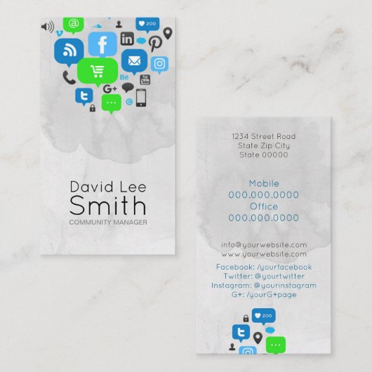Community Manager/Consultant/Sozialer Durchschnitt Visitenkarte (Vorne/Hinten)