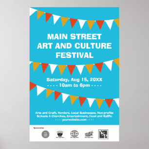 Community Street Festival Banner Flaggen blau Poster
