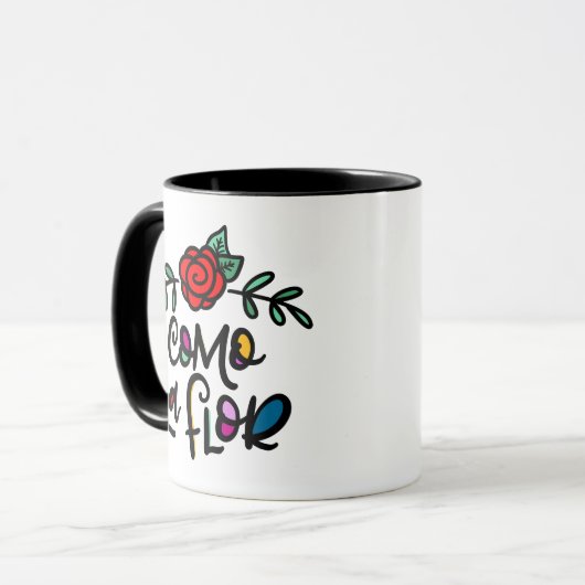 Como La Flor, Rose Illustration Tasse (Vorderseite Links)