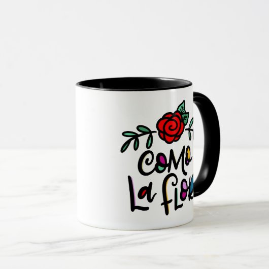 Como La Flor, Rose Illustration Tasse (VorderseiteRechts)