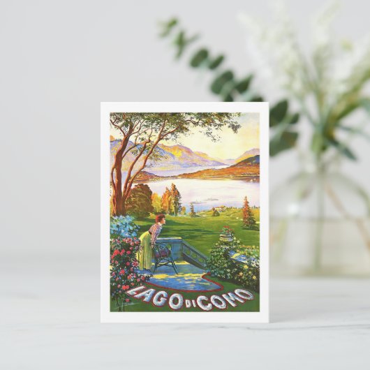 Como Lake Italien Vintage Postkarte (Stehend Vorderseite)