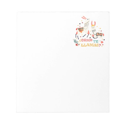 Como te Llamas. Funny Spanish Word Spaß. Notizblock (Vorderseite)