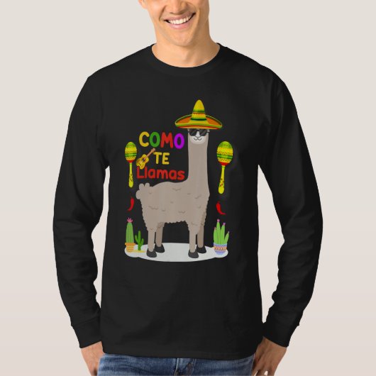 Como Tte Llamas Mexican Hat Happy Cinco De Mayo T-Shirt (Vorderseite)