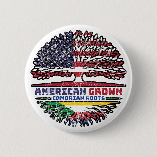 Comoros Comorian American USA Tree Roots Flag Button (Vorderseite)