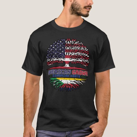 Comoros Comorian American USA Tree Roots Flag T-Shirt (Vorderseite)