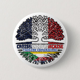 Comoros Comoros Französisch-Tree-Roots-Flag Button