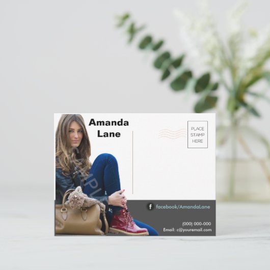 Comp Card Mailer Headshot Zed Card Postkarte (Stehend Vorderseite)