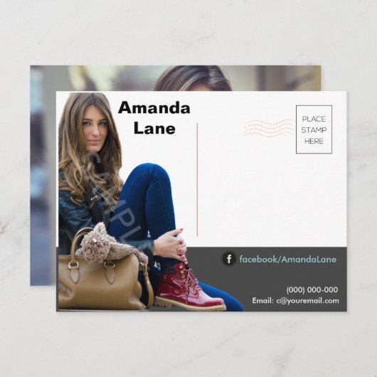 Comp Card Mailer Headshot Zed Card Postkarte (Vorne/Hinten)