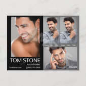 Comp Cards für männliche Schauspiels Kopfschuss Co Postkarte (Rückseite)