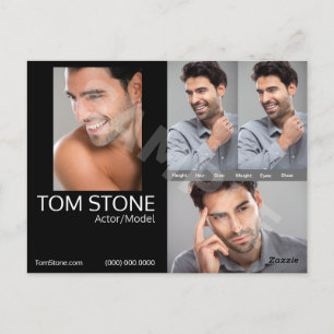 Comp Cards für Schauspiels Kopfschuss Comp-Vorlage Postkarte