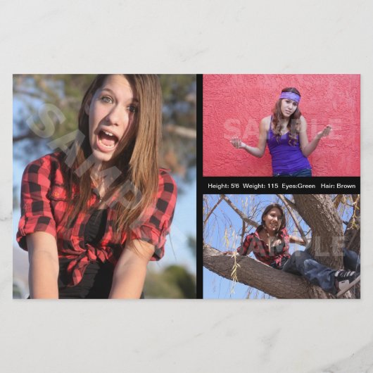 Comp-Headshot-Karten-Schauspiel-Modellierung Flyer (Hinten)