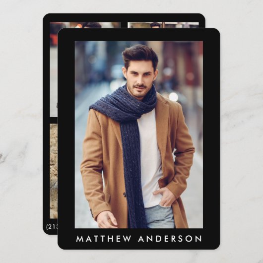 Comp-Karte des Modellführers - 3-Foto-Rückseite Bl (Vorne/Hinten)