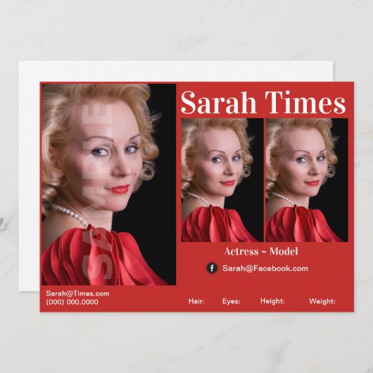 Comp-Vorlage für Schauspieler und Modell Einladung (Vorne/Hinten)