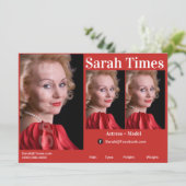 Comp-Vorlage für Schauspieler und Modell Einladung (Stehend Vorderseite)