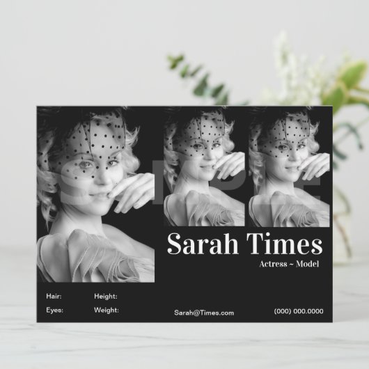 Comp-Vorlage für Schauspieler und Modell Einladung (Stehend Vorderseite)