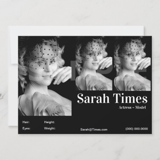 Comp-Vorlage für Schauspieler und Modell Einladung (Vorderseite)