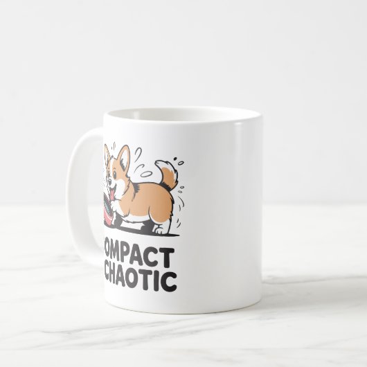 Compact and Chaotic Funny Corgi Quote Kaffeetasse (Vorderseite Links)