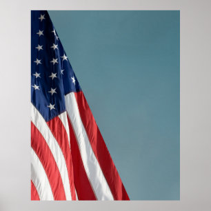 COMPACT FOTO BACKDROP - US-Flagge auf blau-grau Poster