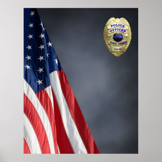 COMPACT POLICE FOTO BACKDROP - Flag und Abzeichen Poster (Vorne)