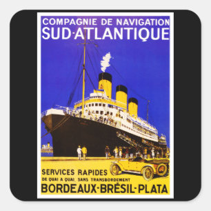 Compagnie De Navigation Sud Atlantique Quadratischer Aufkleber