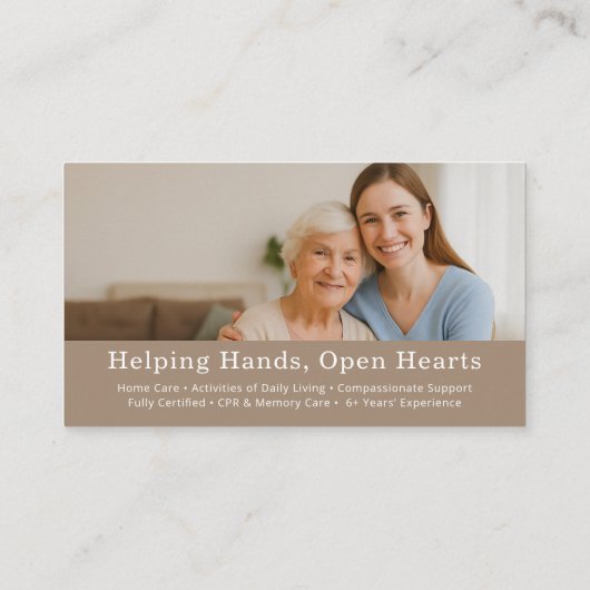 Companion Caregiver QR Code Senior Support Service Visitenkarte (Rückseite)