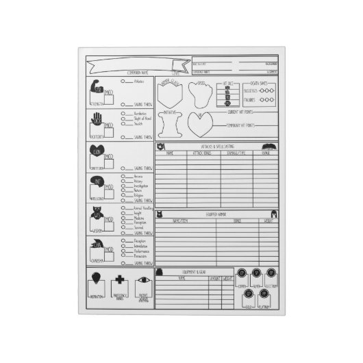 Companion Character Sheets Notizblock (Rotiert)