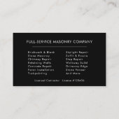 Company Bricklayer Brick Masonry Construction Visitenkarte (Rückseite)