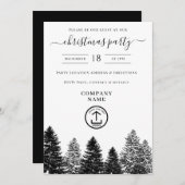 Company Christmas Party Holiday Black White Pines Einladung (Vorne/Hinten)