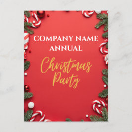 Company Christmas Party Red Candy Cane Einladung Postkarte