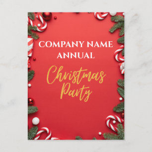 Company Christmas Party Red Candy Cane Einladung Postkarte