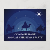 Company Christmas Party Three Wisemen Blue Star Postkarte (Vorderseite)