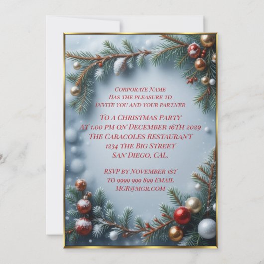 Company Corporation Christmas Party Dinner Einladung (Rückseite)