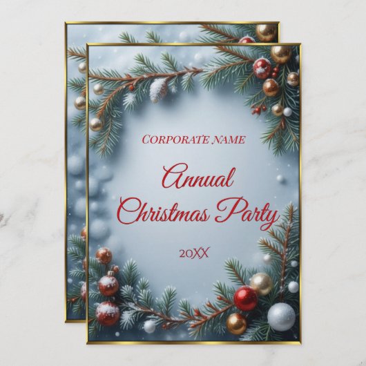 Company Corporation Christmas Party Dinner Einladung (Vorne/Hinten)