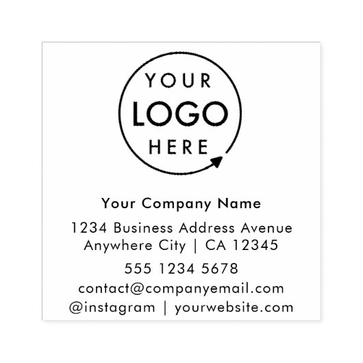 Company Details Stamp | Business Address Logo Gummistempel (Prägung)