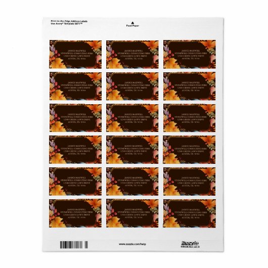 Company Erntedank Brown Blätter Rücksendeadresse Adressaufkleber (Vorne)