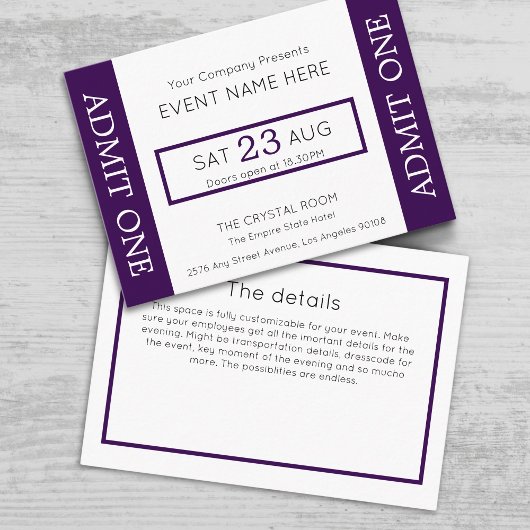 Company Event Ticket Concert Admit One Invitation Begleitkarte