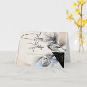 Company Happy Holidays Modern Pinecones  Karte (Gelbe Blume)