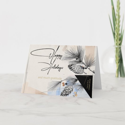Company Happy Holidays Modern Pinecones  Karte (Vorderseite)