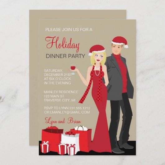Company Holiday Party Blonde Couple Weihnachten Einladung (Vorne/Hinten)