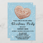 Company Holiday Weihnachten Party Heart Blue Snow Einladung (Vorne/Hinten)