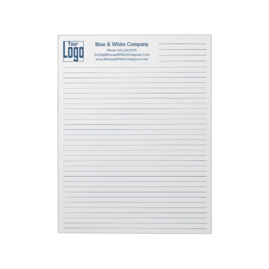 Company Logo Contact Blue Line College Rule Notizblock (Rotiert)