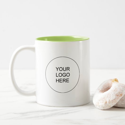 Company Logo Lime Green & White Business Brand Zweifarbige Tasse (Mit Donut)