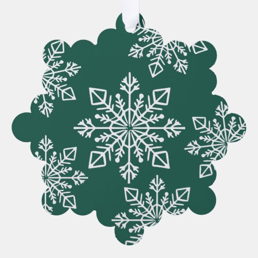 Company Logo Name Snowflake Merry Christmas Green Ornament Karte (Rückseite)
