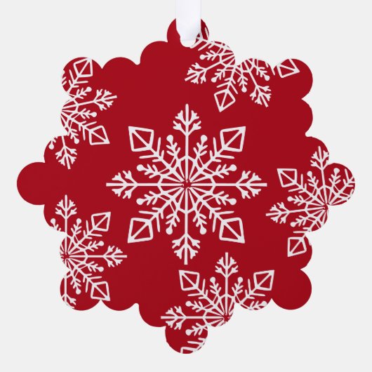 Company Logo Name Snowflake Merry Christmas Red Ornament Karte (Rückseite)