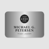 Company logo professional employee faux silver namensschild (Vorderseite)