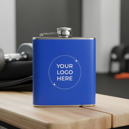 Company Logo Royal Blue Marketing Giveaway Flask Flachmann