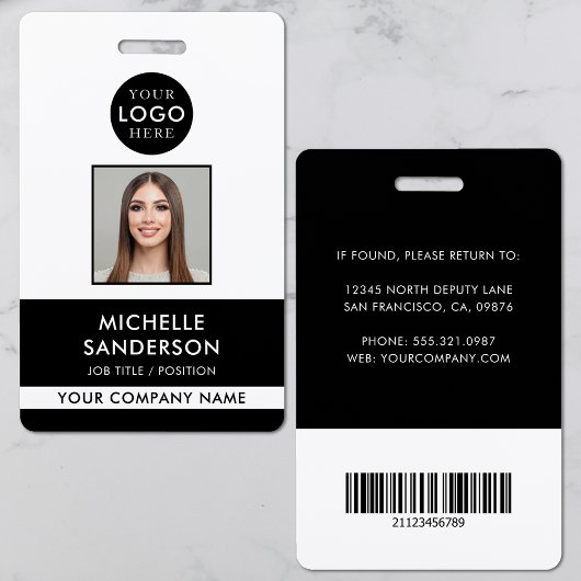 Company Logo Staff Barcode Employee Photo ID Ausweis