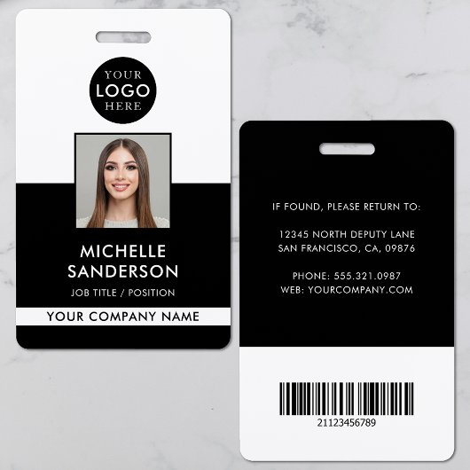 Company Logo Staff Barcode Employee Photo ID Ausweis