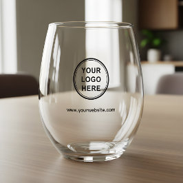 Company Logo & Website Custom Branding Wine Glass Weinglas Ohne Stiel